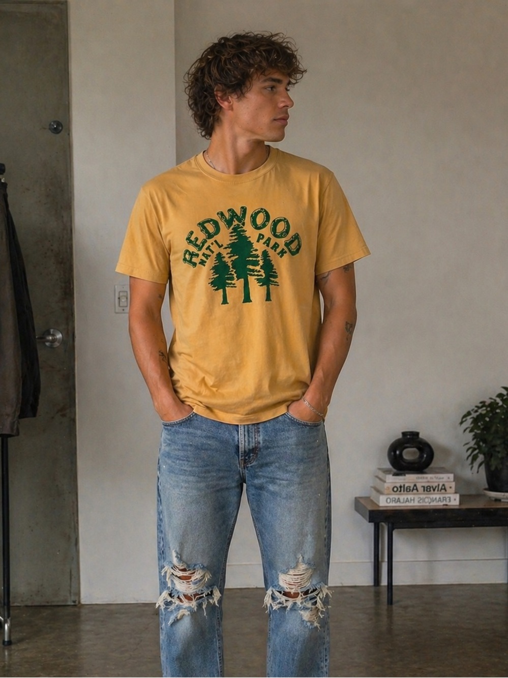 Unisex Redwood Nat’l Park Graphic Short Sleeve Tee - Mustard - Picture 2 of 7